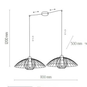 Hanglamp Barbella met kooikap, 2-lamps zwart