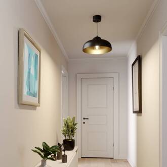 Hanglamp Basca, buiten zwart, binnen goud 1-lamp. zwart mat, goud