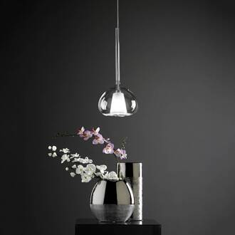 Hanglamp Beba, 1-lamp in transparant helder, wit, chroom