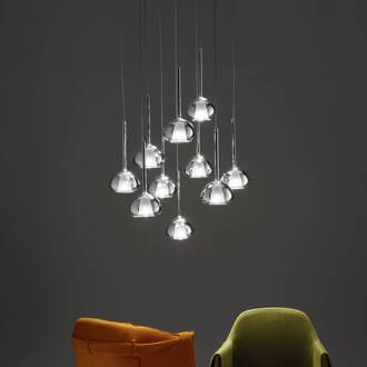 Hanglamp Beba, G9, tien heldere glazen kappen helder, wit