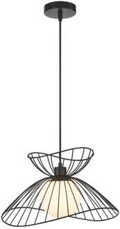 Hanglamp Belinda met glazen kap, zwart zwart, wit