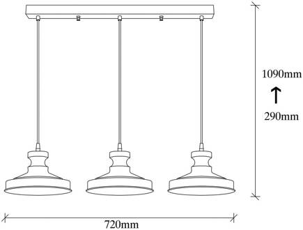 Hanglamp Berceste 182-S1 3-lamps zwart/goud zwart, goud