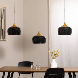 Hanglamp Berceste, zwart, 3-lamps, lengte 140 cm zwart, goud