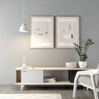 Hanglamp Bergen, 1-lamp, wit wit, licht hout