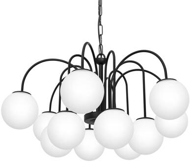 Hanglamp Berlijn 12-lamps zwart zwart, wit