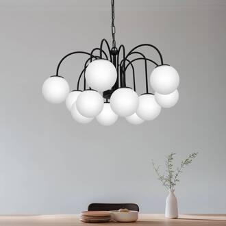Hanglamp Berlin 12-lamps zwart zwart, wit