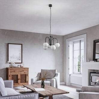 Hanglamp Berlin 6-lamps zwart zwart, wit