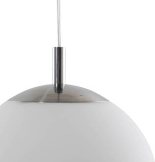 Hanglamp Bernike, wit/chroom, glas, Ø 30 cm wit, chroom