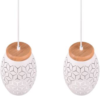 Hanglamp Bidar, lengte 71 cm, wit mat, 3-lamps, metaal