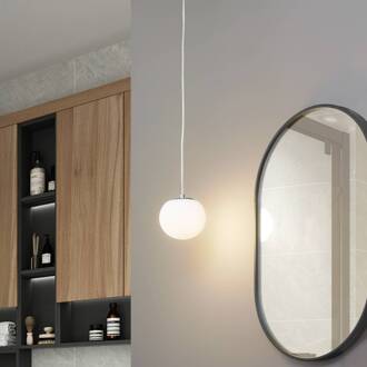 hanglamp Bidolo, chroomkleurig, glas, Ø 15 cm, IP44