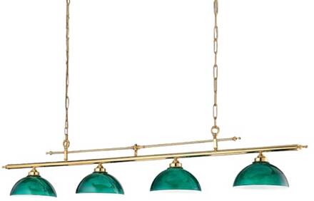 Hanglamp Biliardo 4-lichts Groen, goud