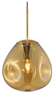 Hanglamp Blown Glass - Messing - 25x22cm Bruin