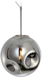 Hanglamp Blown Glass - Rond Chroom - Ø30cm Zilver