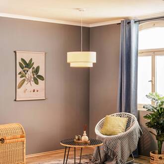 Hanglamp Boho, dubbele kap, beige