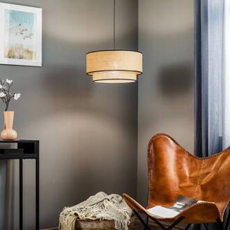 Hanglamp Boho jute & zwart Ø45cm 1-lamp natuurbruin, zwart