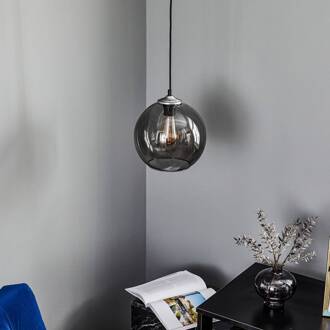 Hanglamp bol glazen kap smoke grijs Ø25cm rookgrijs-transparant, zwart, zilver