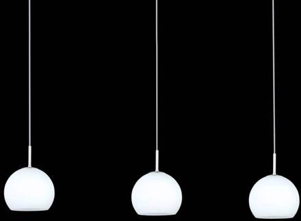 Hanglamp Bolero met 3 lampjes, balken mat nikkel, opaalwit