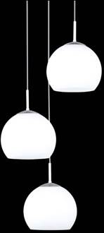 Hanglamp Bolero met 3 lampjes, rond mat nikkel, opaalwit