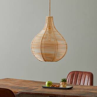Hanglamp Bolita van hout, Ø 42 cm lichtbruin
