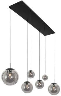 Hanglamp bollique L 120 cm B 25 cm 6 lichts 3499 zwart