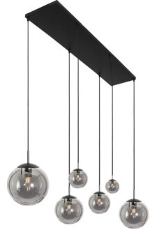 Hanglamp bollique L 120 cm B 25 cm 6 lichts 3499 zwart