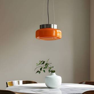 Hanglamp BonBon, oranje, Ø 25 cm, glas oranje, zilver
