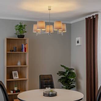 Hanglamp Bono, 5-lamps, chroom/grijs chroom, donkergrijs