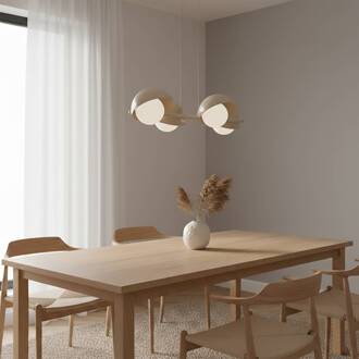 Hanglamp Boom 4, beige, glas/staal, lengte 60 cm beige, opaal