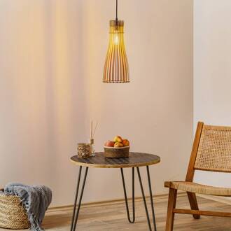 Hanglamp Bottle, 1-lamp hout licht, zwart