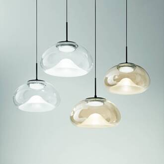 Hanglamp Brena, transparant, 3-lamps, dimbaar, CCT transparant, zwart
