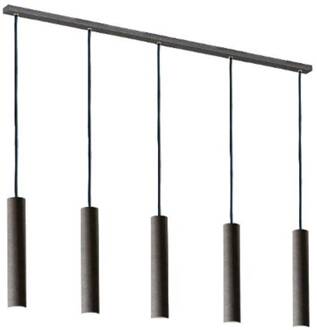 Hanglamp Brenta, antraciet, staal lengte 110 cm 5-lamps antraciet geborsteld