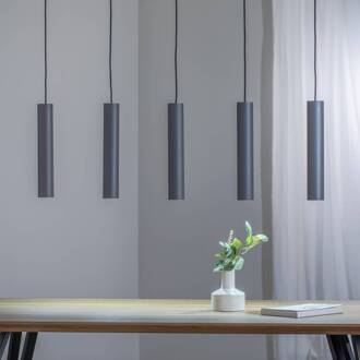 Hanglamp Brenta, grijs, staal, lengte 110 cm, 5-lamps