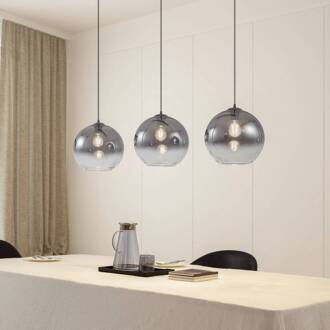 hanglamp Brillar, rookgrijs, glas, 3-lamps, 128cm rookgrijs, cementgrijs