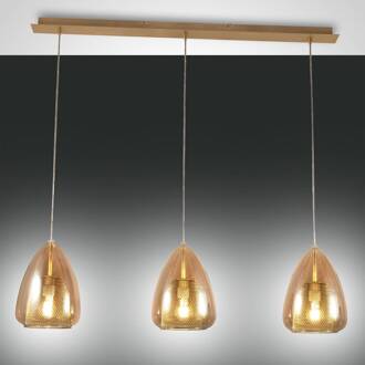 Hanglamp Britton, 3-lamps, amber amber, goud
