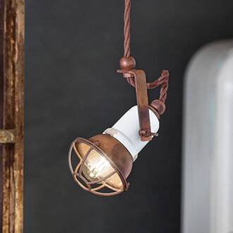 Hanglamp C1660/1 met kooi, wit wit, roestbruin
