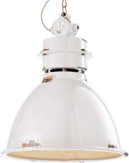 Hanglamp C1750 met keramische kap, wit wit, roestbruin