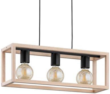 hanglamp Caja licht hout, zwart