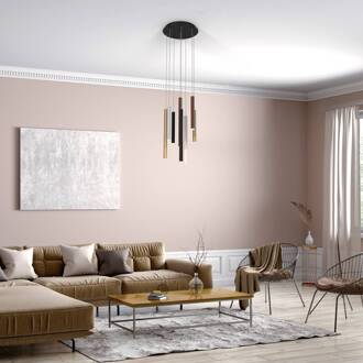 Hanglamp Cala, 8-lamps, rond, aluminium, ijzer zwart, goud, corten, wit