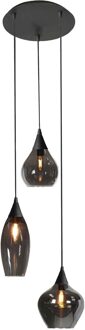 Hanglamp Cambio Black & Smoke 3 Lichts Zilver, Zwart