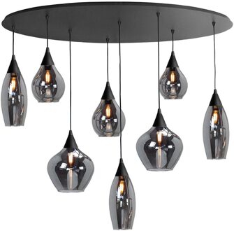 Hanglamp Cambio Black Smoke Ovaal 8 lichts L 100cm Zwart