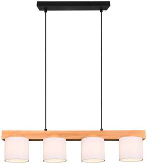Hanglamp Cameron, 4-lamps, wit licht hout, wit