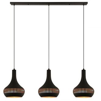 Hanglamp Canna 3 lichts L 120 cm Ø 25 cm zwart goud