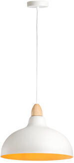 Hanglamp Canyon - Ø35,5x80 Cm - Hout/IJzer - Wit - 35.5x35.5x80 Cm