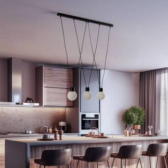 Hanglamp Capri met ronde kappen, 3-lamps wit, zwart