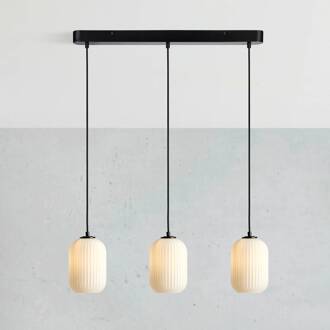 Hanglamp Cava, staalkleurig, 3-lamps, glas staal, opaal