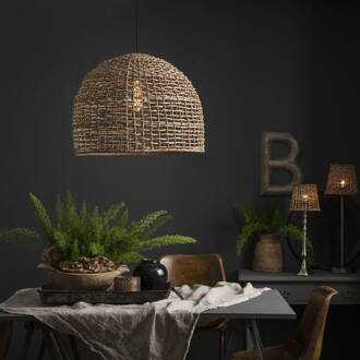Hanglamp Cebu, Ø 46 cm, Lampakanay-kap, IP20 hout licht, zwart