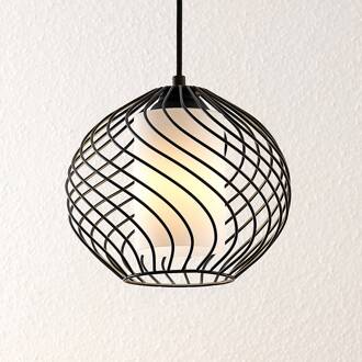 hanglamp Cedrice, 1-lamp, zwart, metaal, E27 zwart, wit