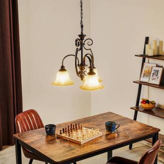 Hanglamp CELLO, 3-lichts brons, crème