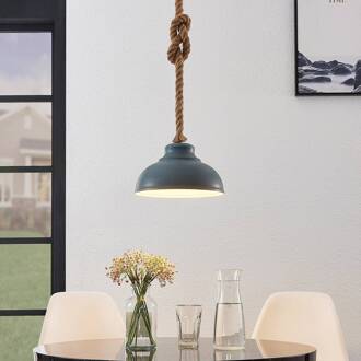hanglamp Chaby, Ø 29 cm, 1-lamp, metaal, touw beton