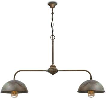 Hanglamp Circle in messing antiek, 2-lamps antiek-messing